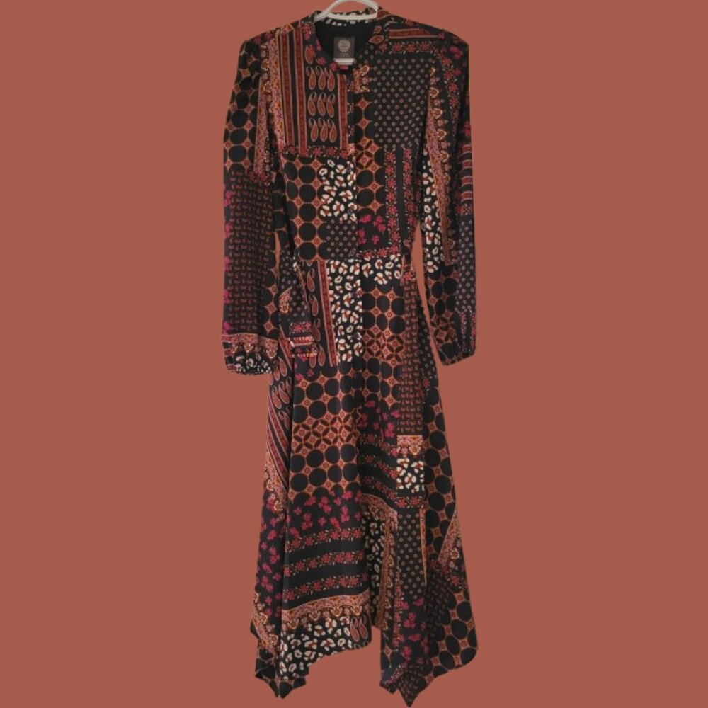 Vince Camuto Navy Patterned Dress | Size 6